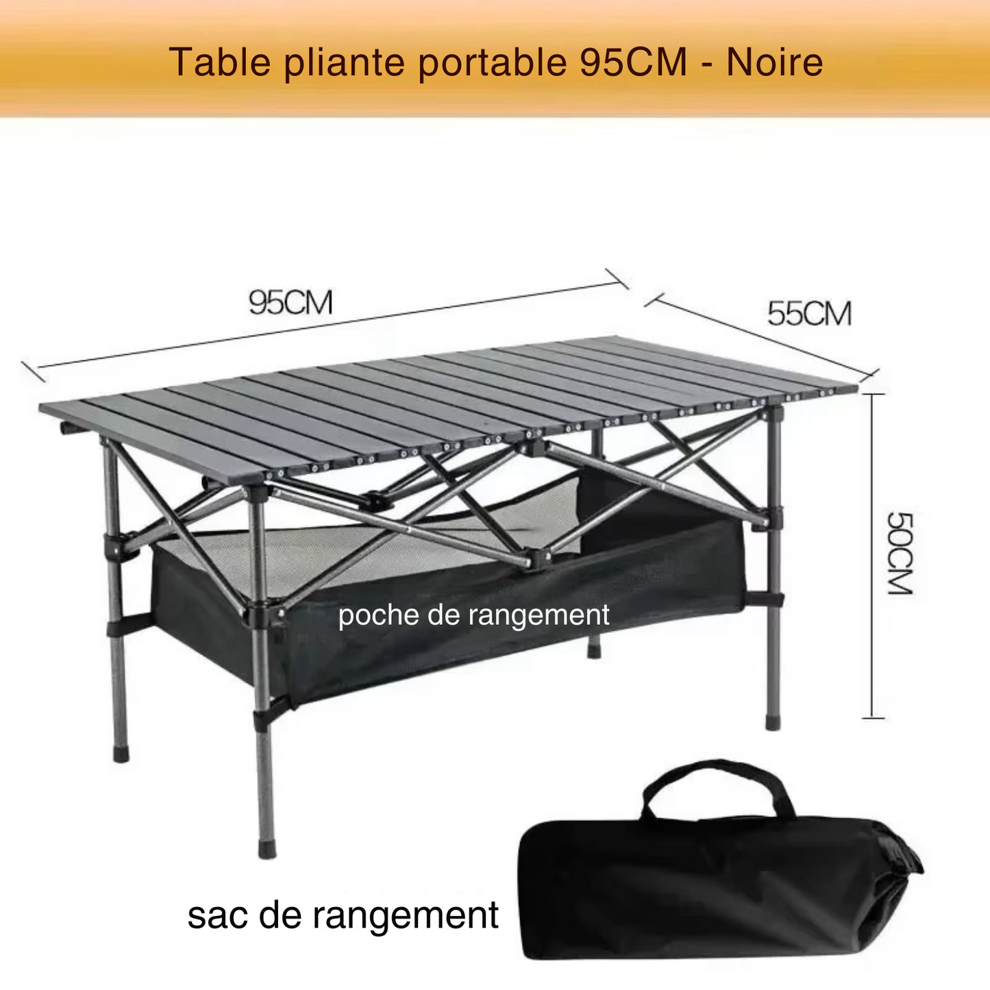 Table Pliante Camping - CampFlex™ - Noir