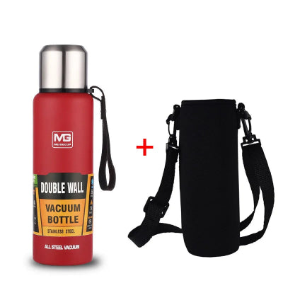 gourde isotherme rouge avec sac