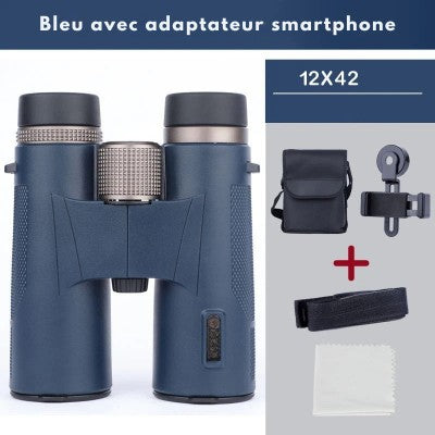 jumelles bleu avec adaptateur smartphone