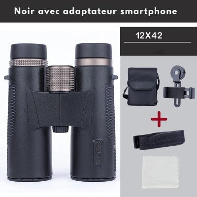 jumelles noir avec adaptateur smartphone